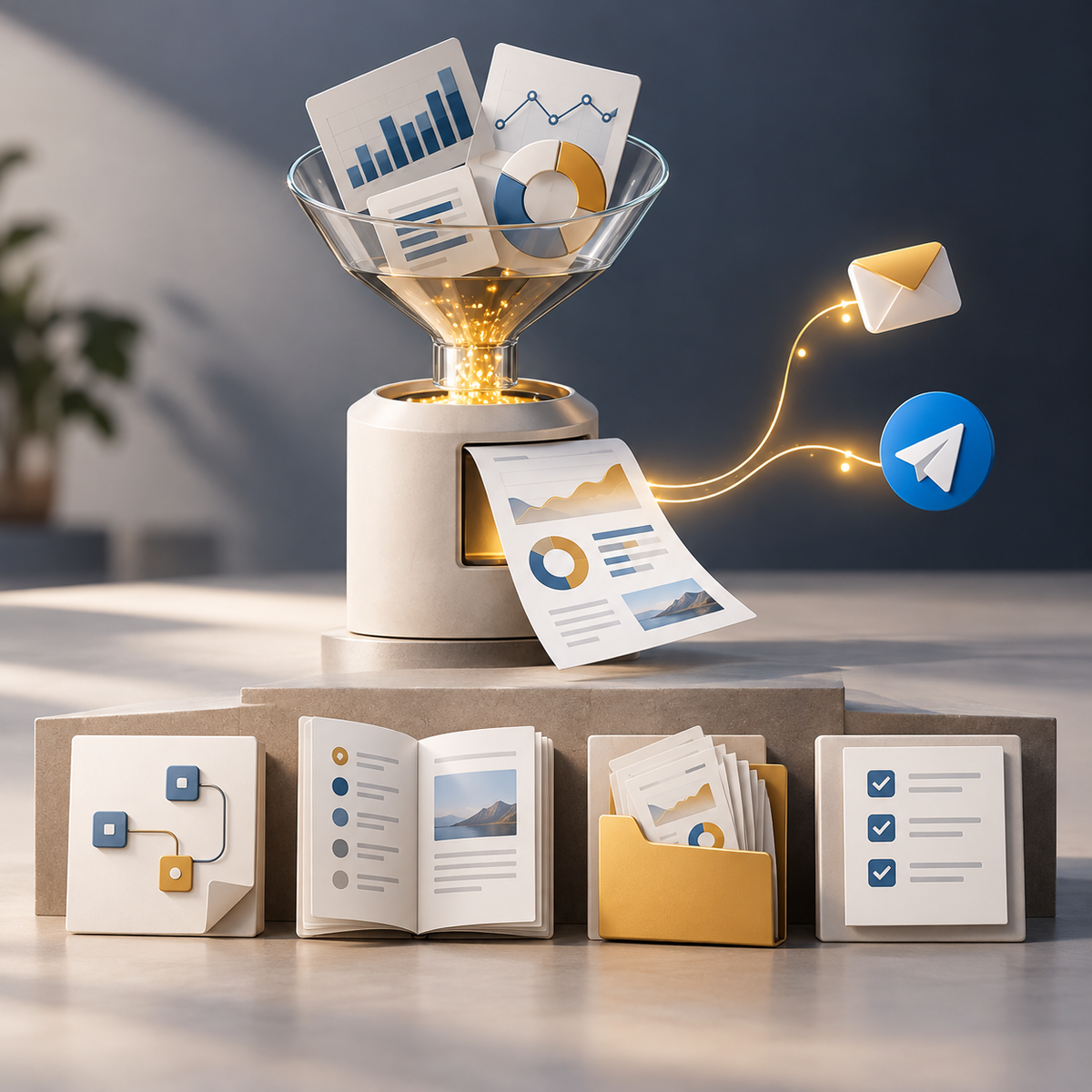 Yapay zeka ile Google Analytics veri raporu oluşturup e-posta ve Telegram'a gönderin teslim paketi: workflow dosyası, kurulum rehberi ve örnek çıktı
