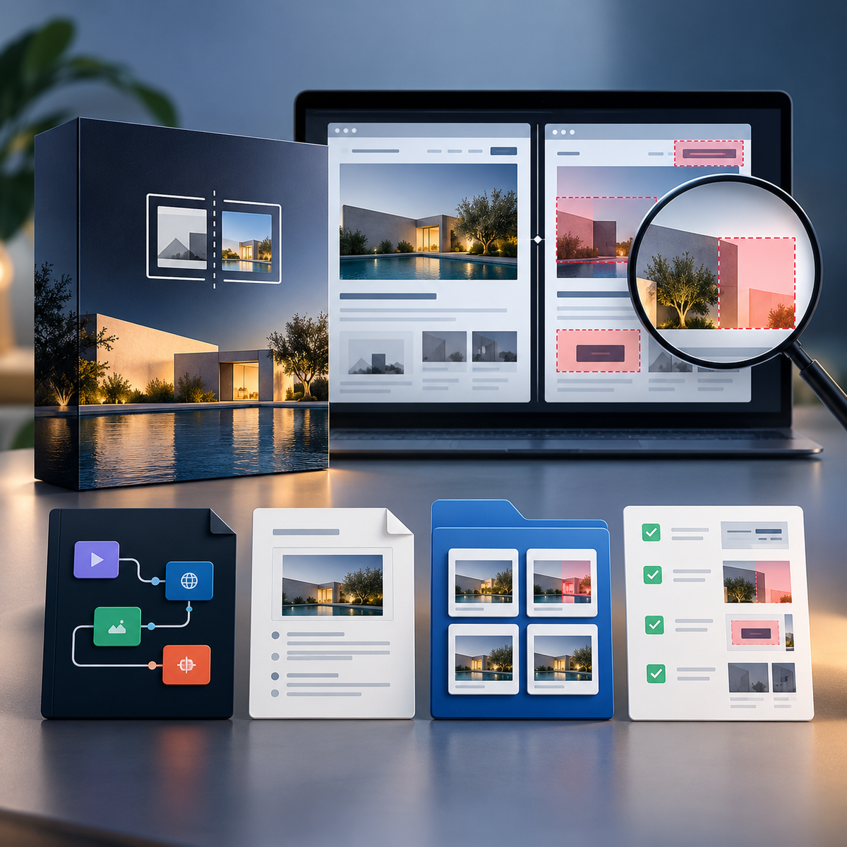 Apify ve yapay zeka görsel modeli ile Görsel Regresyon Testi teslim paketi: workflow dosyası, kurulum rehberi ve örnek çıktı