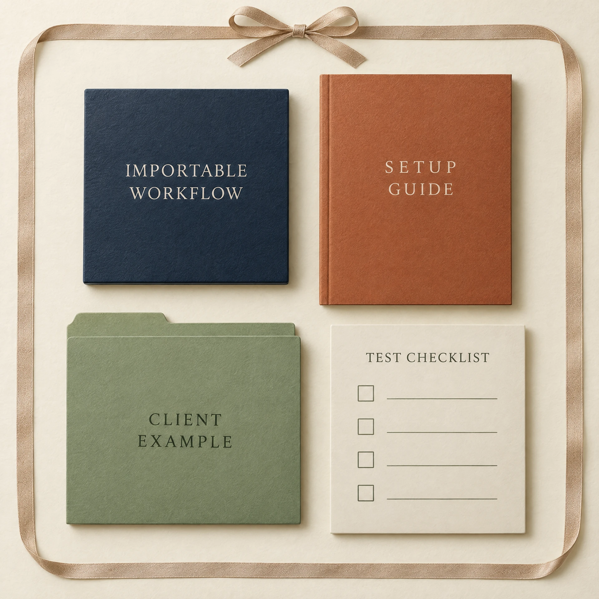 ClientFlow Lite - Müşteri Karşılama (Onboarding) Otomasyonu teslim paketi: workflow dosyası, kurulum rehberi ve örnek çıktı