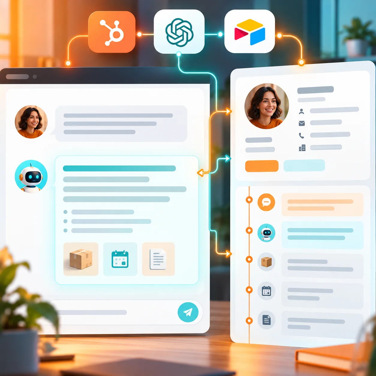 OpenAI ve Airtable ile Hubspot Sohbeti için vAssistant için temsilî çıktı örneği
